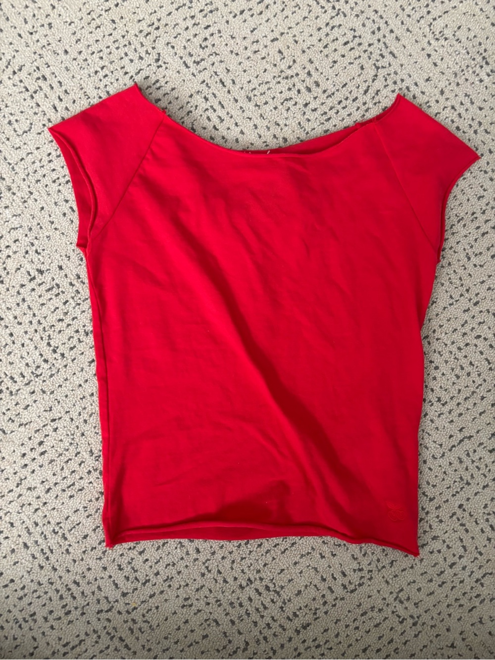 Urban Outfitters Bright Red Boatneck Cap-Sleeve Tee